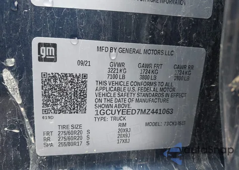 2021 Chevrolet Silverado 1500 4Wd Short Bed Rst from USA, damaged, VIN 1GCUYEED7MZ441063